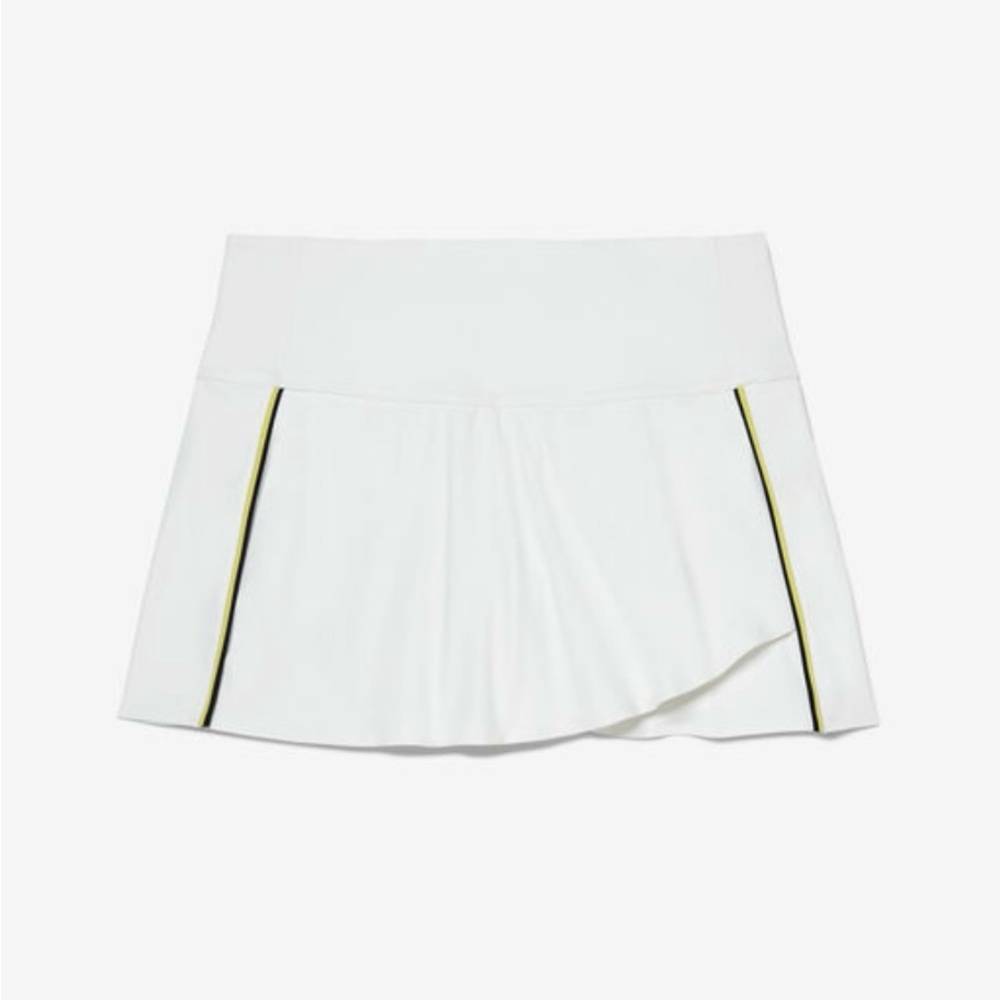 White Tennis Skirt with Black and Yellow Accents